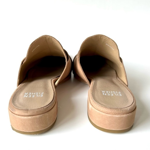 Eileen Fisher Bauer Tumbled Nubuck Mule Tan Leather Crisscross Flat Slide Size 6 - Picture 7 of 8